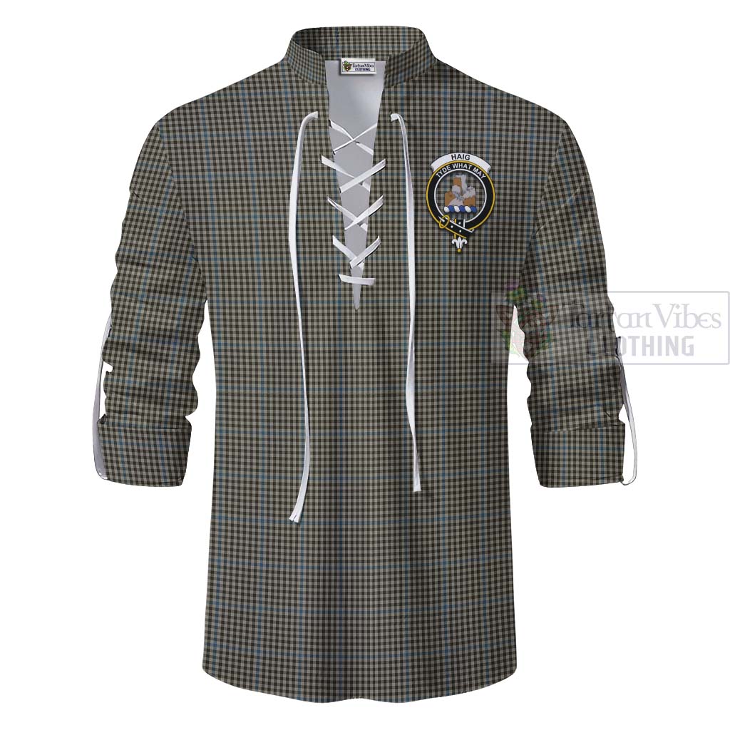 Tartan Vibes Clothing Haig Tartan Ghillie Kilt Shirt with Family Crest Celtic Skull Style