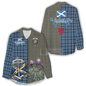 Tartan Vibes Clothing Haig Tartan Women's Casual Shirt Happy St. Andrew's Day Half Tartan Style