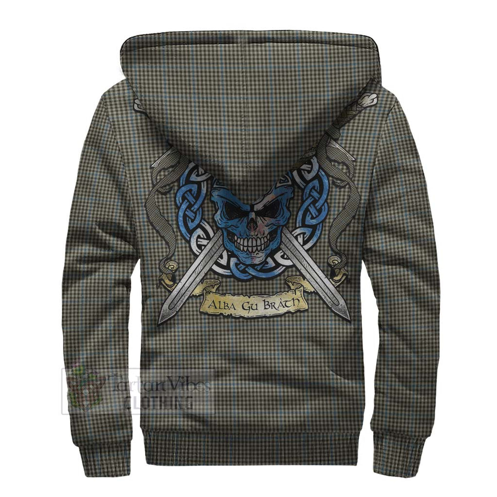 Tartan Vibes Clothing Haig Tartan Sherpa Hoodie with Family Crest Celtic Skull Style