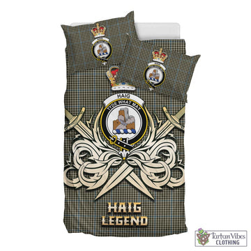 Haig Tartan Bedding Set with Clan Crest and the Golden Sword of Courageous Legacy