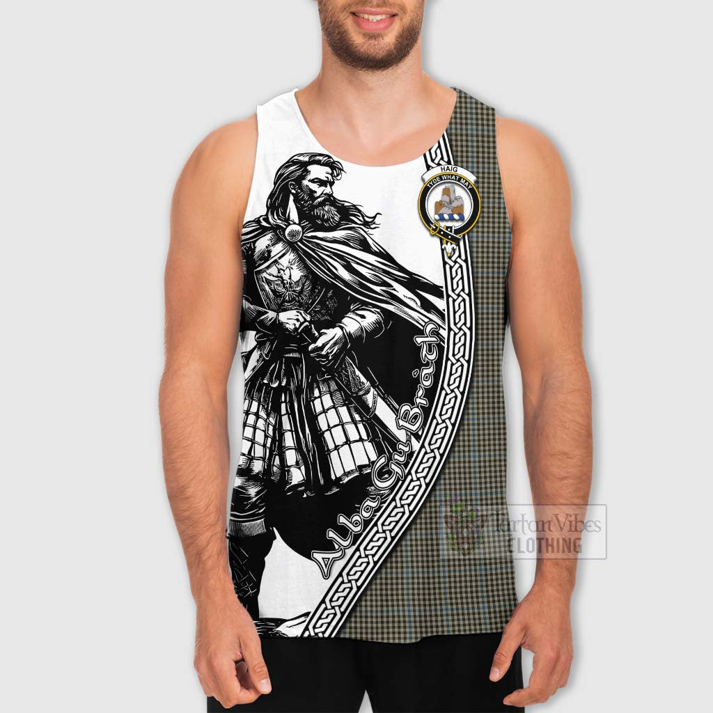 Tartan Vibes Clothing Haig Tartan Clan Crest Men's Tank Top with Highlander Warrior Celtic Style