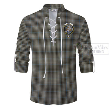 Tartan Vibes Clothing Haig Tartan Ghillie Kilt Shirt with Family Crest and Bearded Skull Holding Bottles of Whiskey