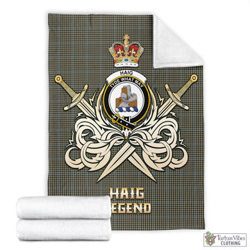 Haig Tartan Blanket with Clan Crest and the Golden Sword of Courageous Legacy
