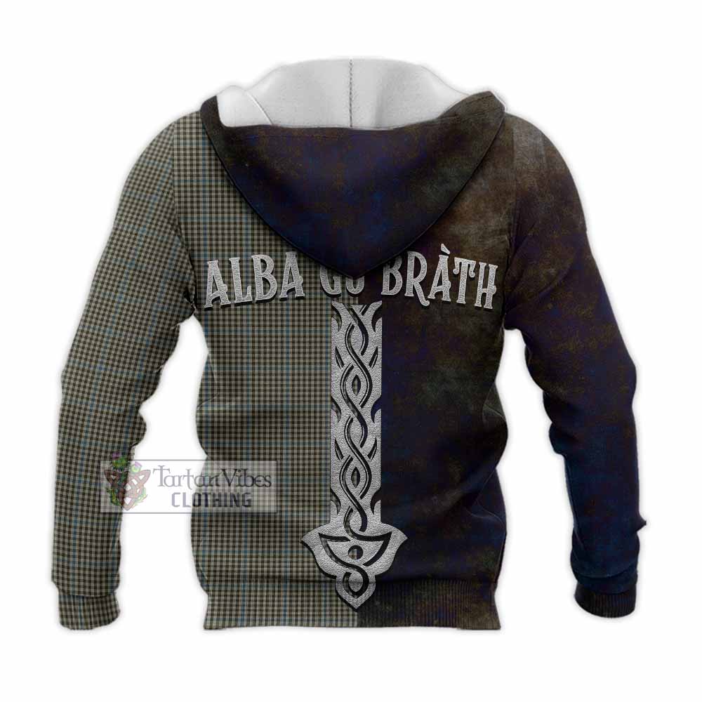 Tartan Vibes Clothing Haig Tartan Family Crest Knitted Hoodie Alba Gu Brath Be Brave Lion Ancient Style