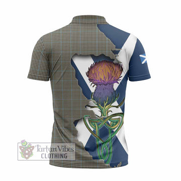 Haig Tartan Family Crest Zipper Polo Shirt Scottish Thistle Celtic Inspired