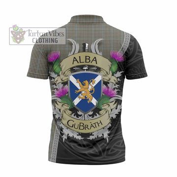 Haig Tartan Family Crest Zipper Polo Shirt Lion Rampant Royal Thistle Shield Celtic Inspired