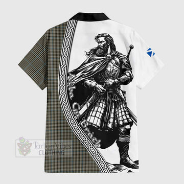 Tartan Vibes Clothing Haig Tartan Clan Crest Short Sleeve Button Shirt with Highlander Warrior Celtic Style