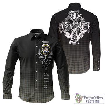 Haig Tartan Long Sleeve Button Up Featuring Alba Gu Brath Family Crest Celtic Inspired