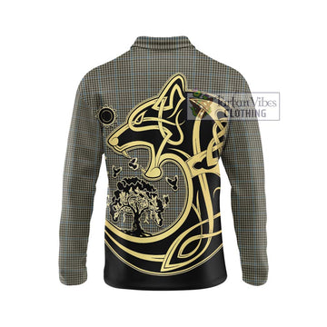 Haig Tartan Long Sleeve Polo Shirt with Family Crest Celtic Wolf Style - Tartanvibesclothing Shop