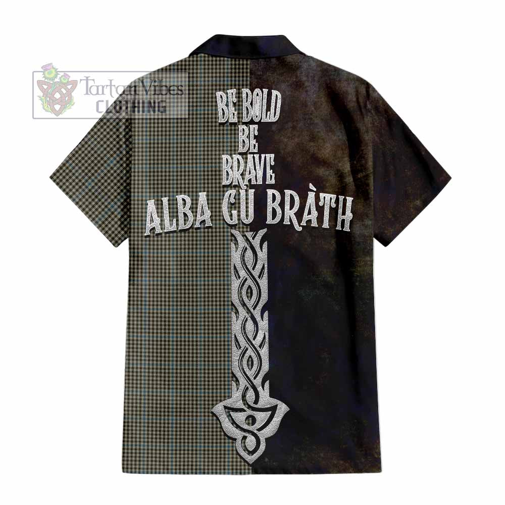 Tartan Vibes Clothing Haig Tartan Family Crest Short Sleeve Button Shirt Alba Gu Brath Be Brave Lion Ancient Style