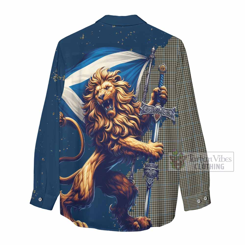 Tartan Vibes Clothing Haig Tartan Family Crest Women's Casual Shirt with Scottish Majestic Lion