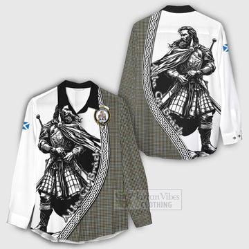 Tartan Vibes Clothing Haig Tartan Clan Crest Women's Casual Shirt with Highlander Warrior Celtic Style