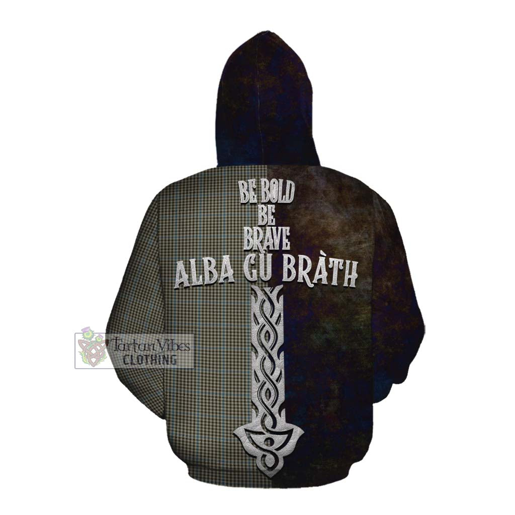 Tartan Vibes Clothing Haig Tartan Family Crest Cotton Hoodie Alba Gu Brath Be Brave Lion Ancient Style
