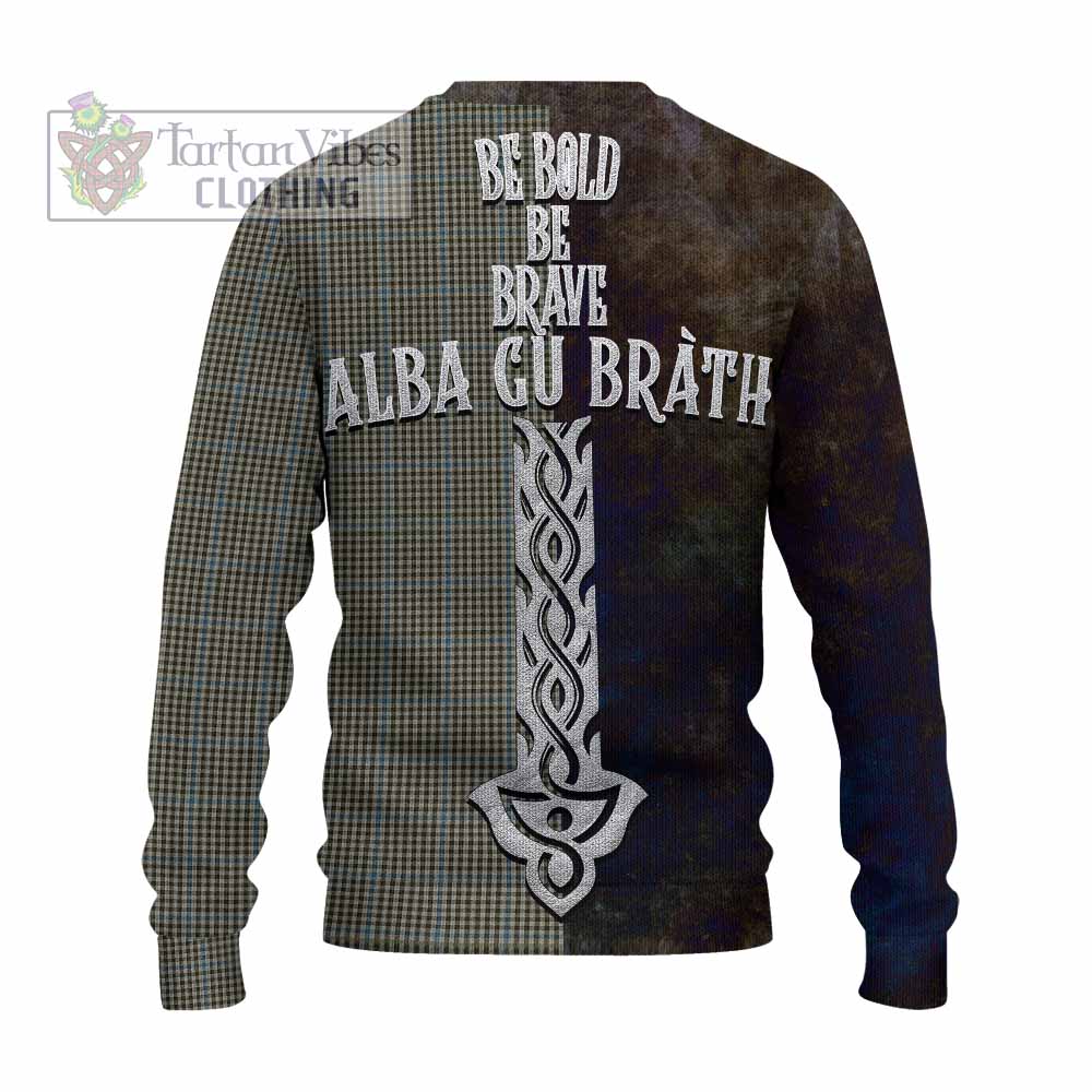 Tartan Vibes Clothing Haig Tartan Family Crest Knitted Sweater Alba Gu Brath Be Brave Lion Ancient Style