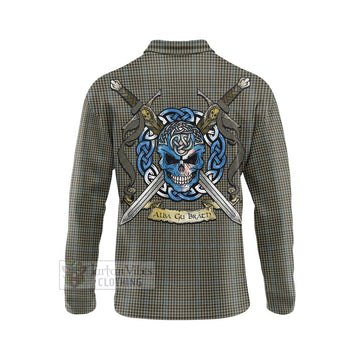 Tartan Vibes Clothing Haig Tartan Long Sleeve Polo Shirt with Family Crest Celtic Skull Style