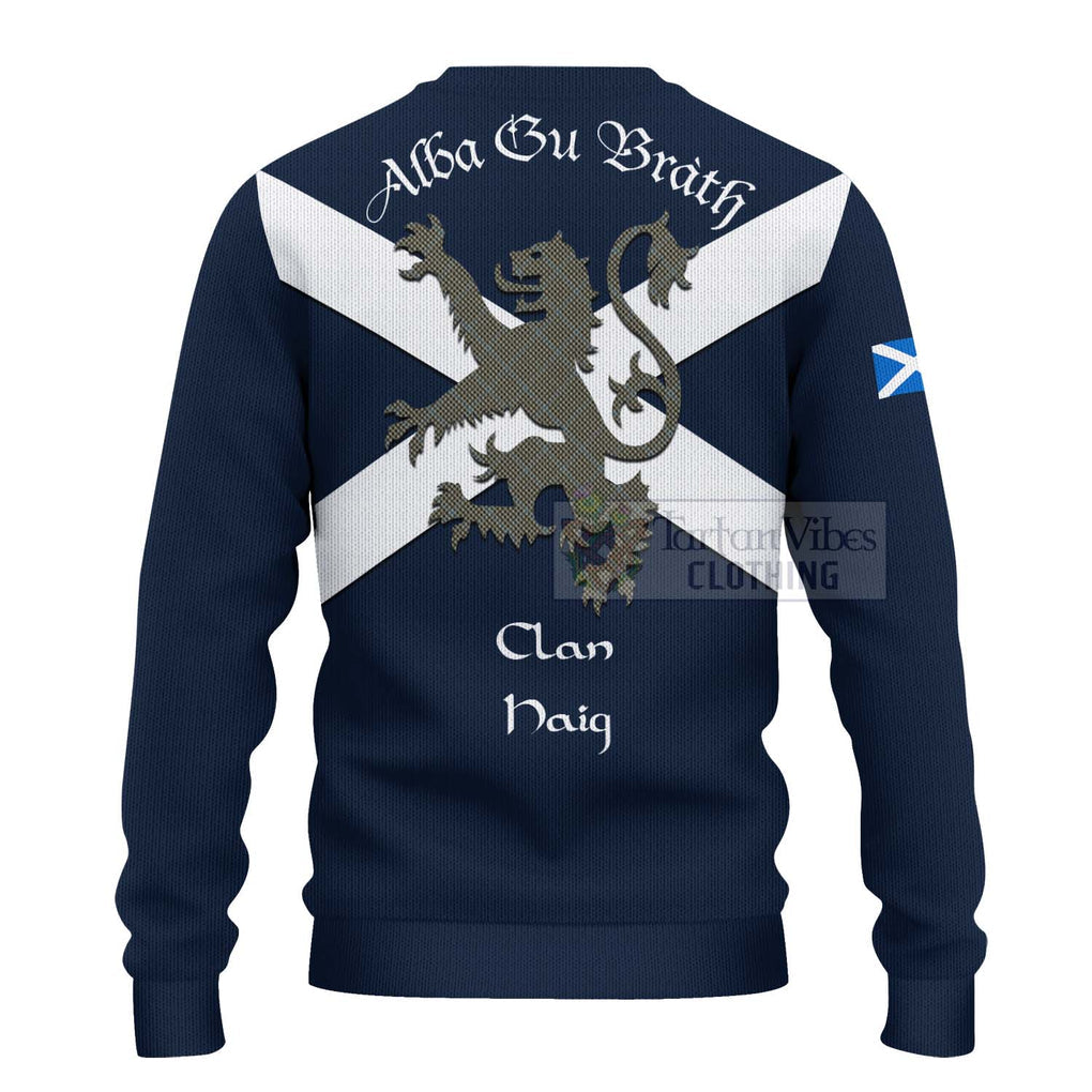 Tartan Vibes Clothing Haig Tartan Lion Rampant Knitted Sweater – Proudly Display Your Heritage with Alba Gu Brath and Clan Name