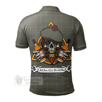 Tartan Vibes Clothing Haig Tartan Polo Shirt with Family Crest and Bearded Skull Holding Bottles of Whiskey