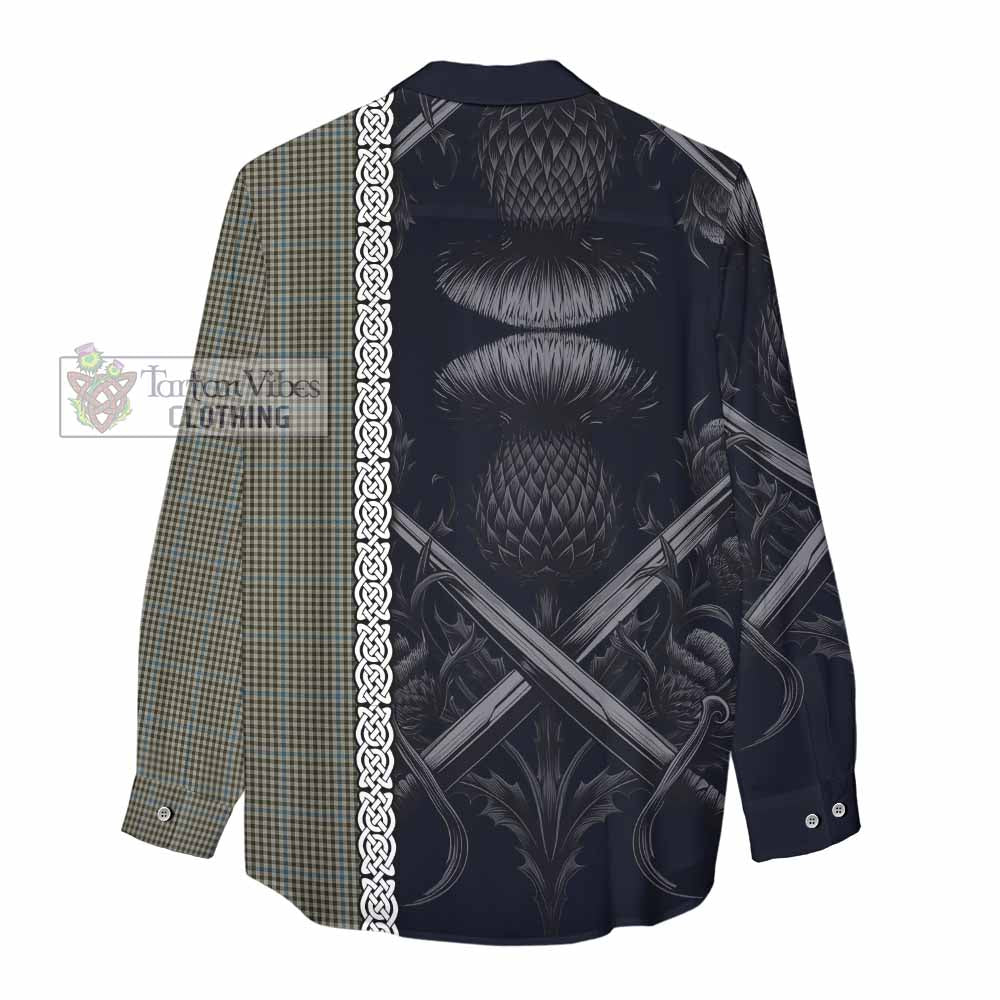 Tartan Vibes Clothing Haig Tartan Women's Casual Shirt with Family Crest Cross Sword Thistle Celtic Vibes