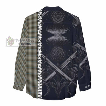 Tartan Vibes Clothing Haig Tartan Women's Casual Shirt with Family Crest Cross Sword Thistle Celtic Vibes