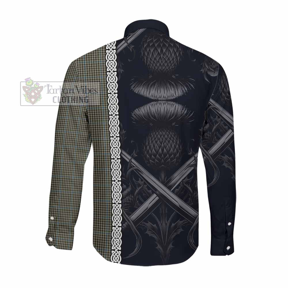 Tartan Vibes Clothing Haig Tartan Long Sleeve Button Shirt with Family Crest Cross Sword Thistle Celtic Vibes