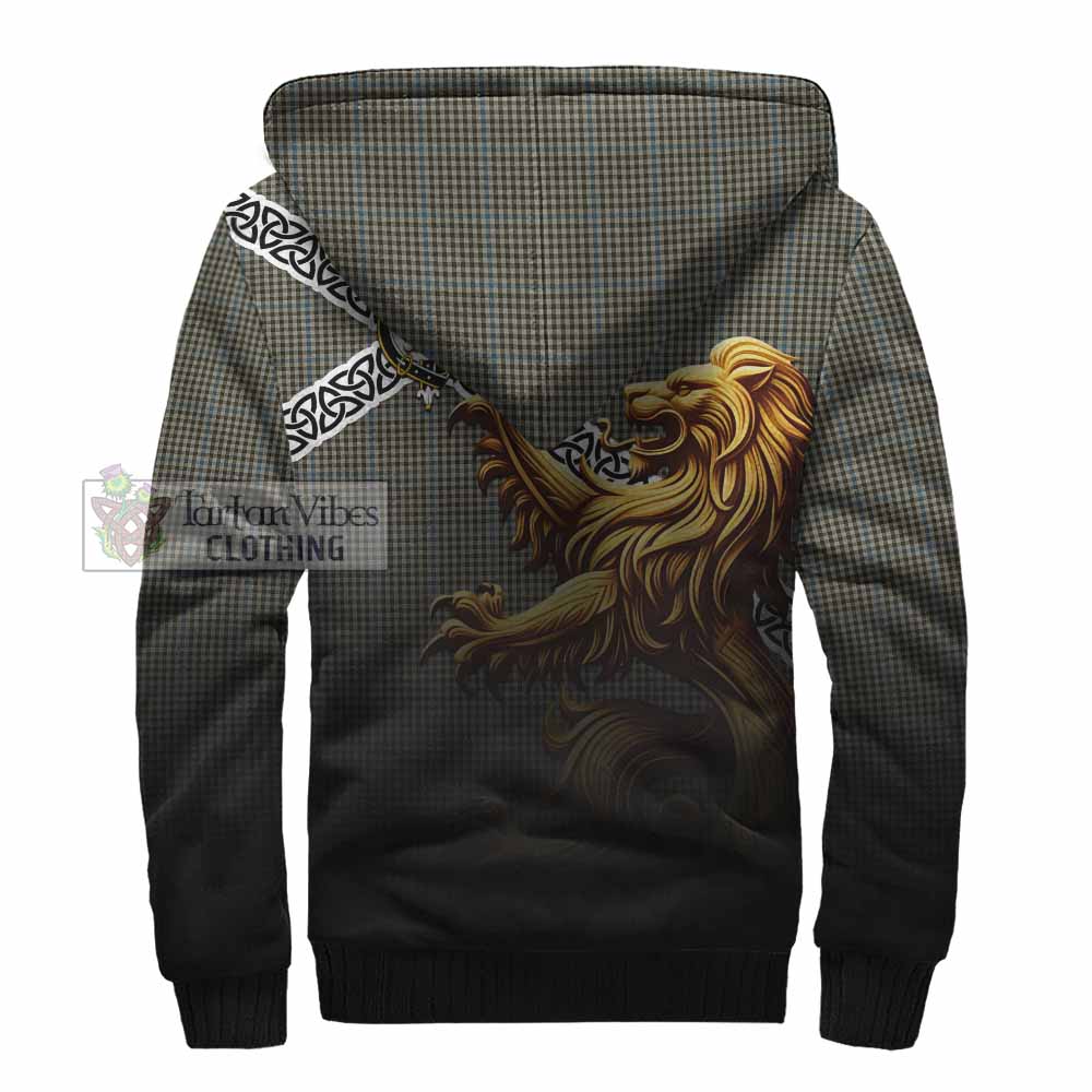 Tartan Vibes Clothing Haig Crest Tartan Sherpa Hoodie with Golden Lion Emblem Celtic Style