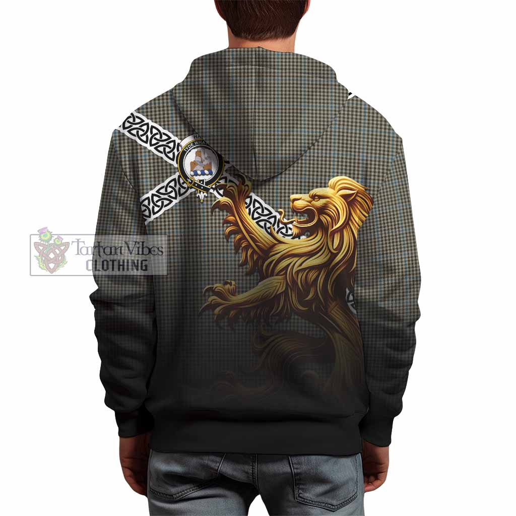 Tartan Vibes Clothing Haig Crest Tartan Hoodie with Golden Lion Emblem Celtic Style