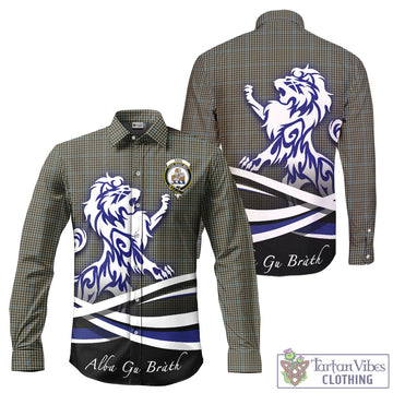 Haig Tartan Long Sleeve Button Up Shirt with Alba Gu Brath Regal Lion Emblem