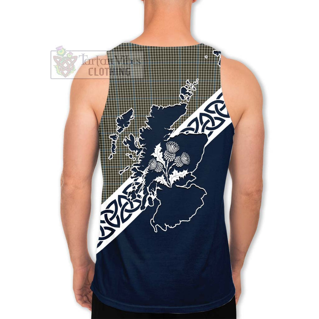 Tartan Vibes Clothing Haig Tartan Men's Tank Top Featuring Thistle and Scotland Map
