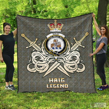 Haig Tartan Quilt with Clan Crest and the Golden Sword of Courageous Legacy
