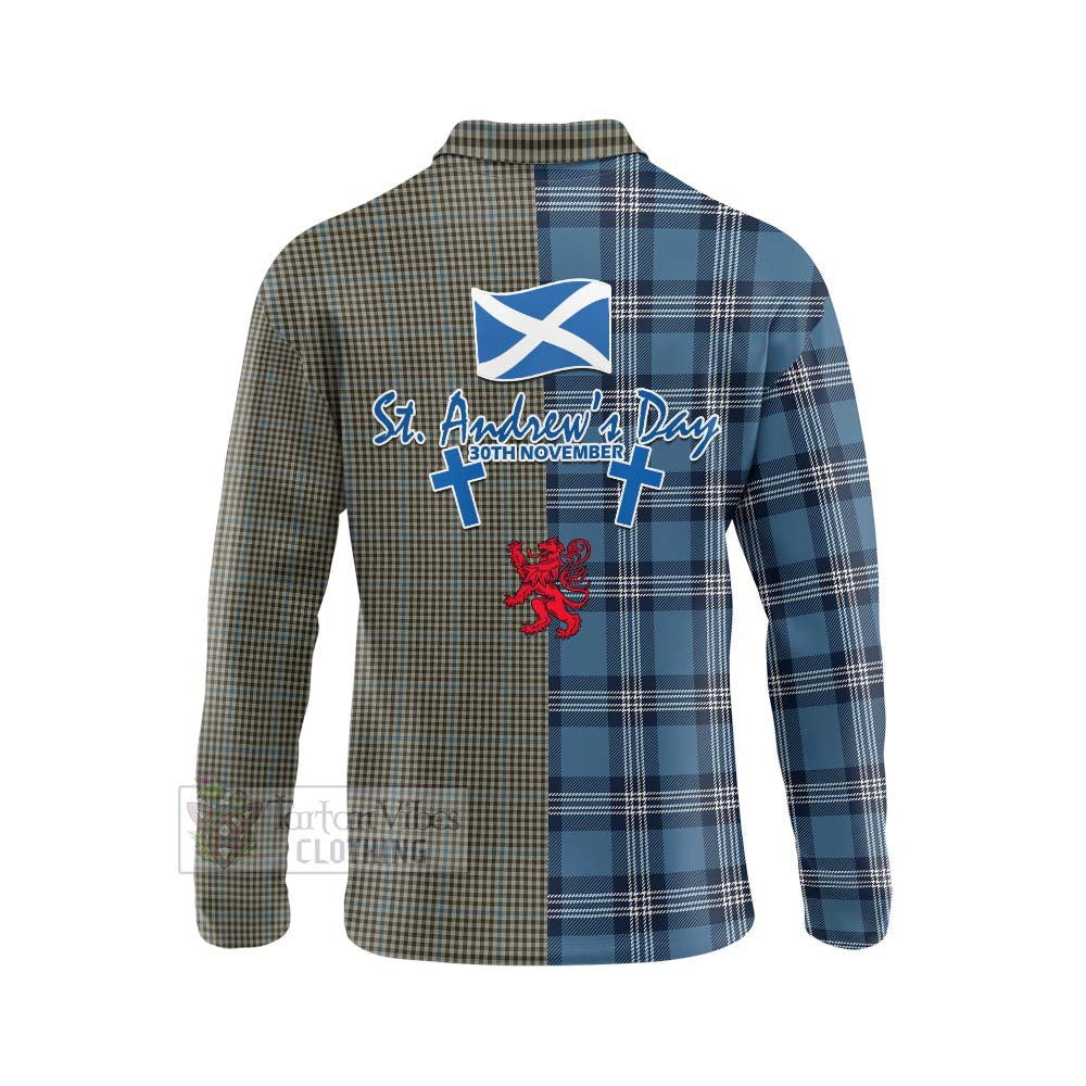 Tartan Vibes Clothing Haig Tartan Long Sleeve Polo Shirt Happy St. Andrew's Day Half Tartan Style