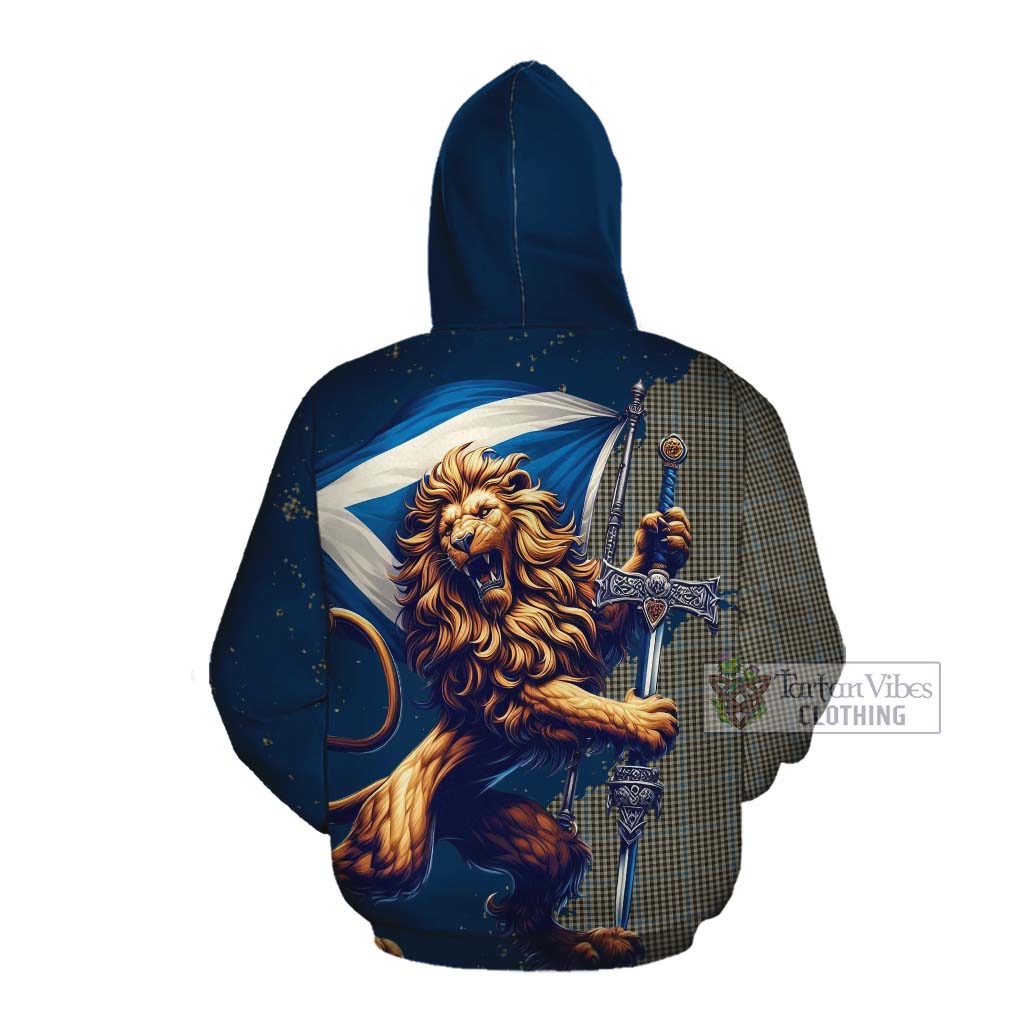 Tartan Vibes Clothing Haig Tartan Family Crest Cotton Hoodie with Scottish Majestic Lion