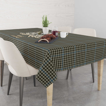 Haig Tartan Tablecloth with Clan Crest and the Golden Sword of Courageous Legacy