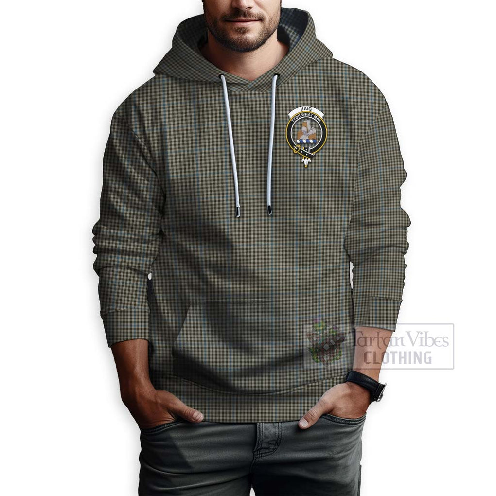 Tartan Vibes Clothing Haig Tartan Hoodie with Family Crest and Bearded Skull Holding Bottles of Whiskey