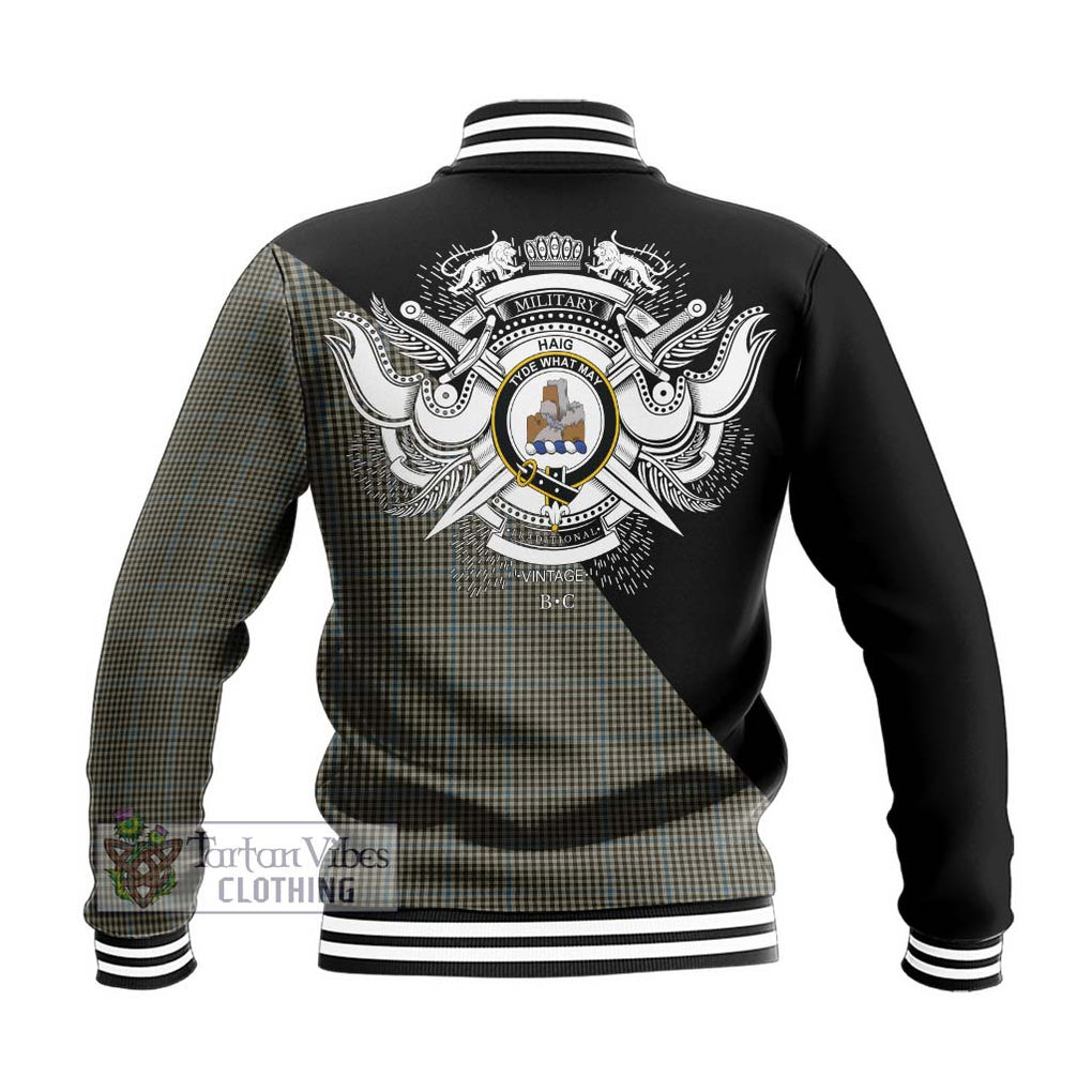 Haig Tartan Baseball Jacket with Family Crest and Military Logo Style - Tartanvibesclothing Shop