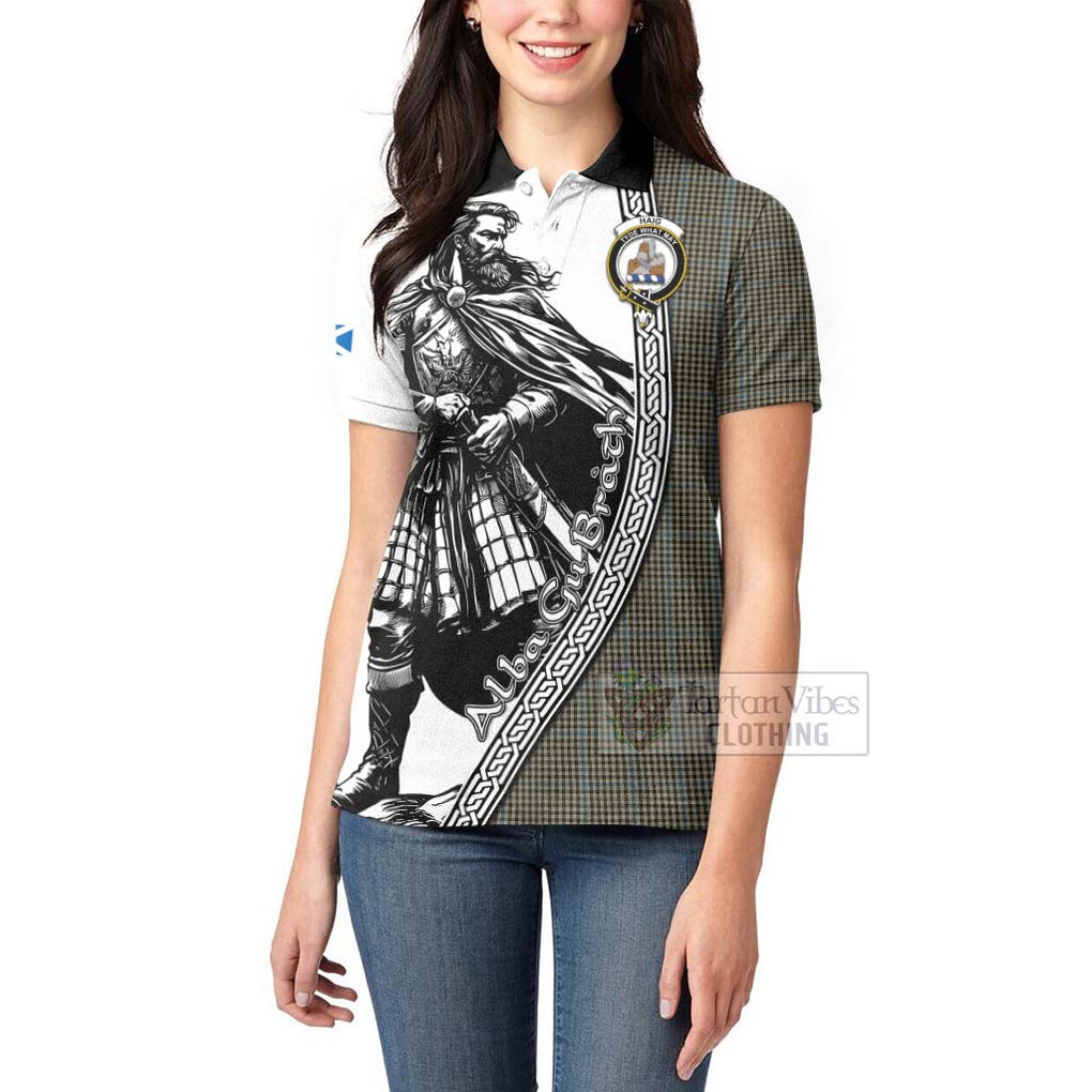 Tartan Vibes Clothing Haig Tartan Clan Crest Women's Polo Shirt with Highlander Warrior Celtic Style