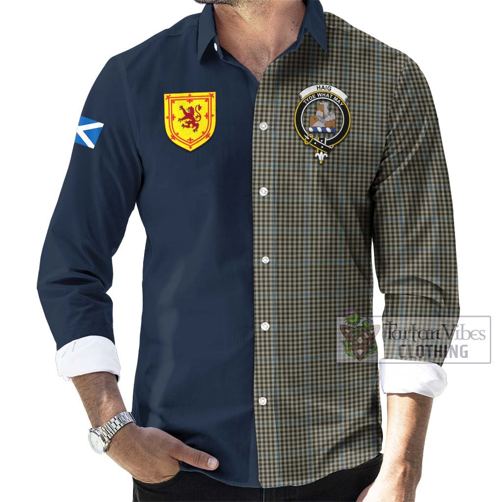 Tartan Vibes Clothing Haig Tartan Long Sleeve Button Shirt with Scottish Lion Royal Arm Half Style