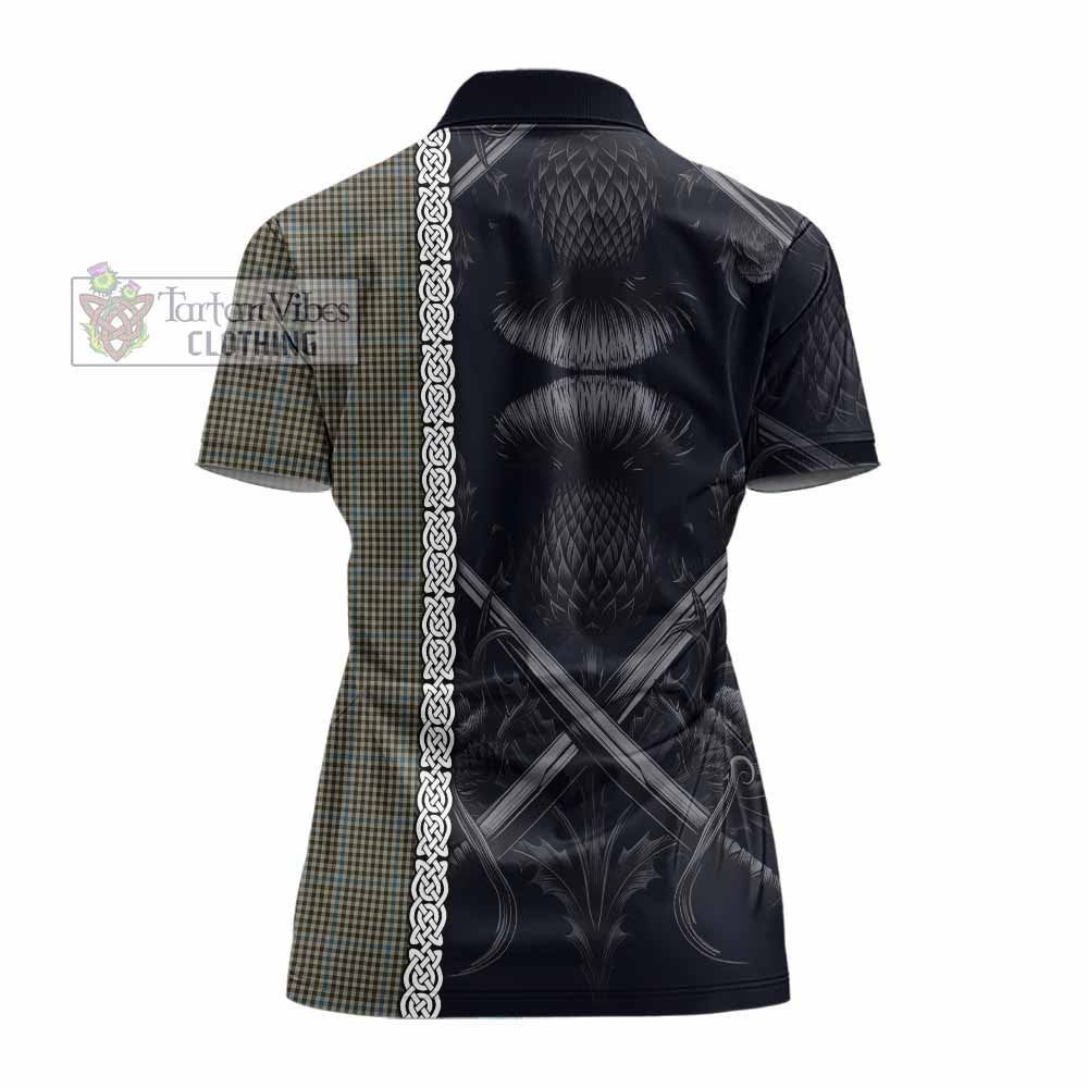 Tartan Vibes Clothing Haig Tartan Women's Polo Shirt with Family Crest Cross Sword Thistle Celtic Vibes