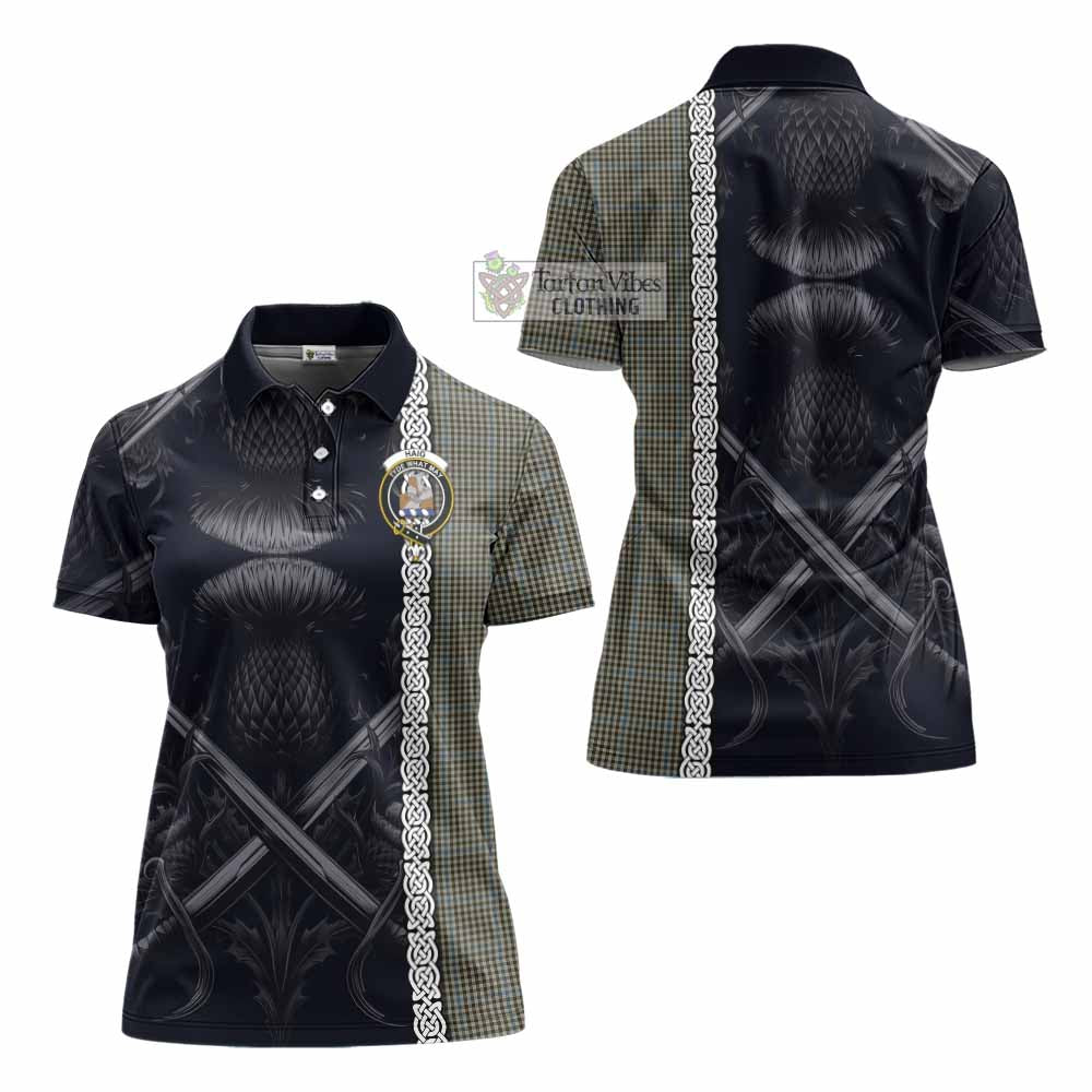 Tartan Vibes Clothing Haig Tartan Women's Polo Shirt with Family Crest Cross Sword Thistle Celtic Vibes