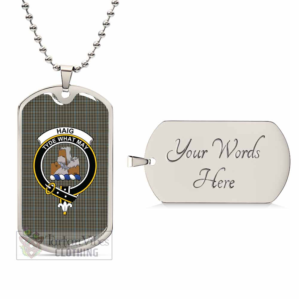 Tartan Vibes Clothing Haig Tartan Dog Tag Necklace with Family Crest