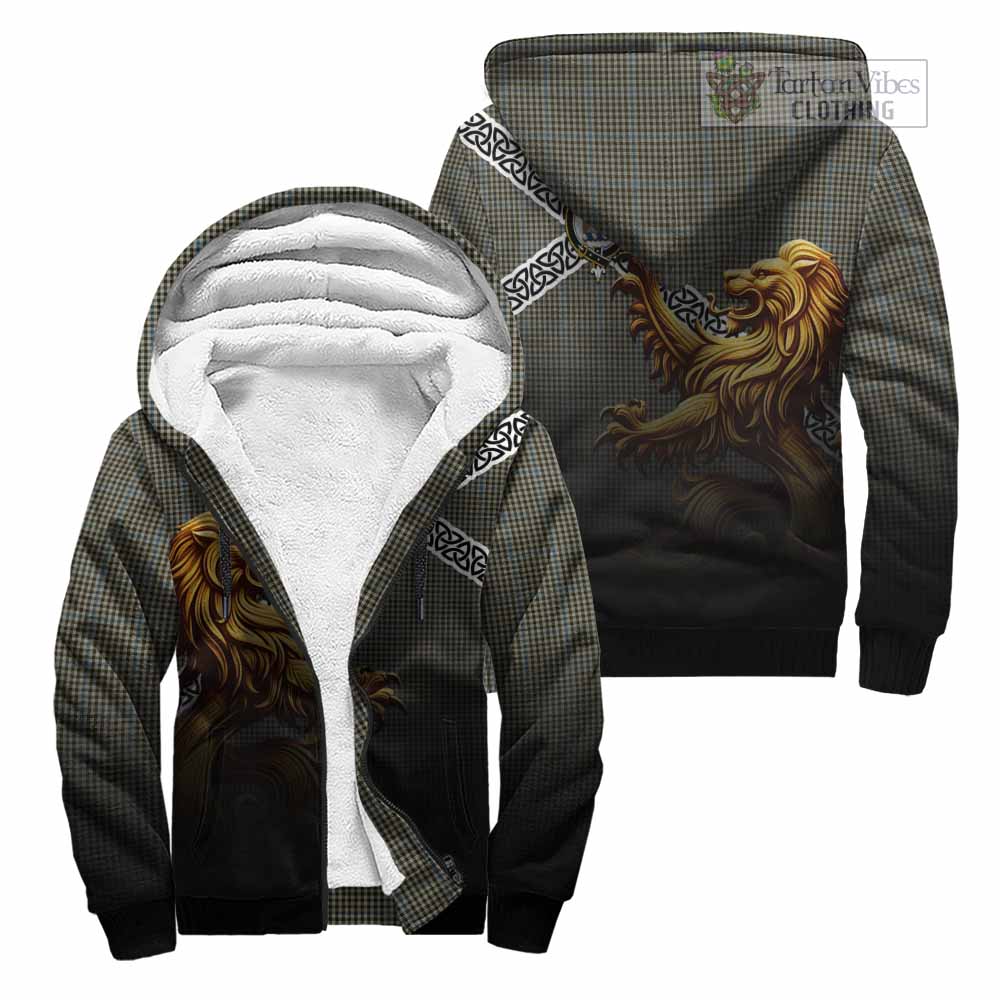 Tartan Vibes Clothing Haig Crest Tartan Sherpa Hoodie with Golden Lion Emblem Celtic Style