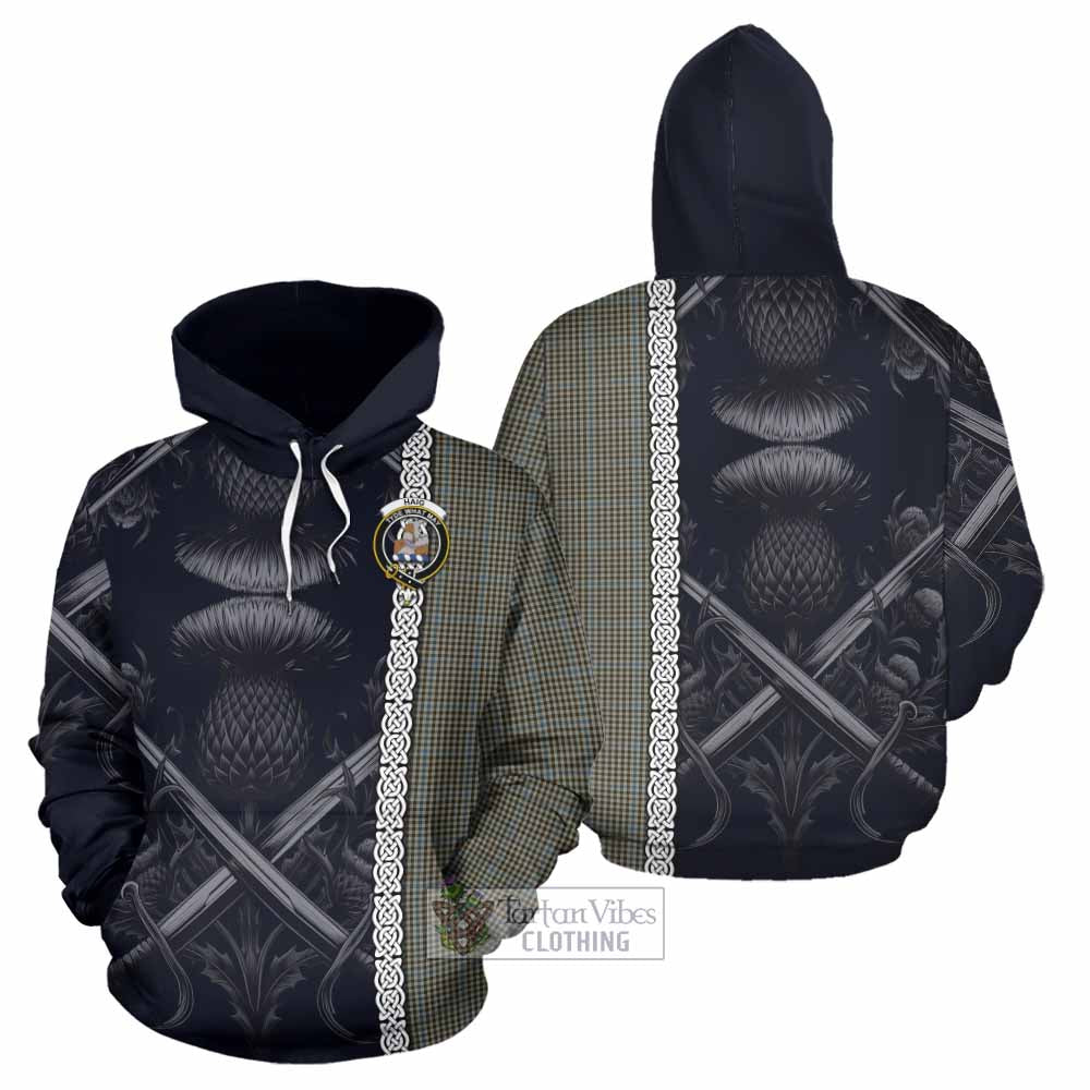 Tartan Vibes Clothing Haig Tartan Hoodie with Family Crest Cross Sword Thistle Celtic Vibes