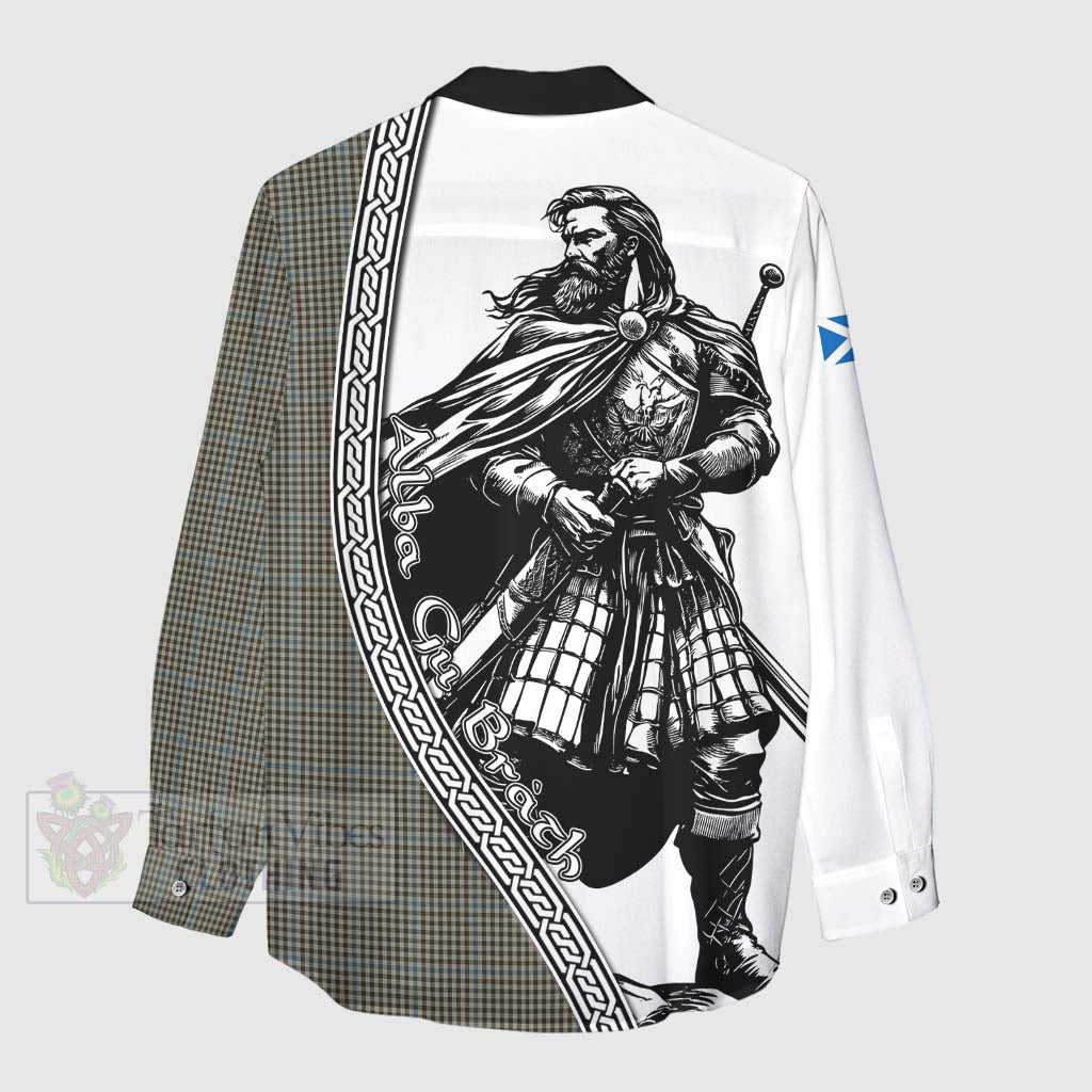 Tartan Vibes Clothing Haig Tartan Clan Crest Women's Casual Shirt with Highlander Warrior Celtic Style