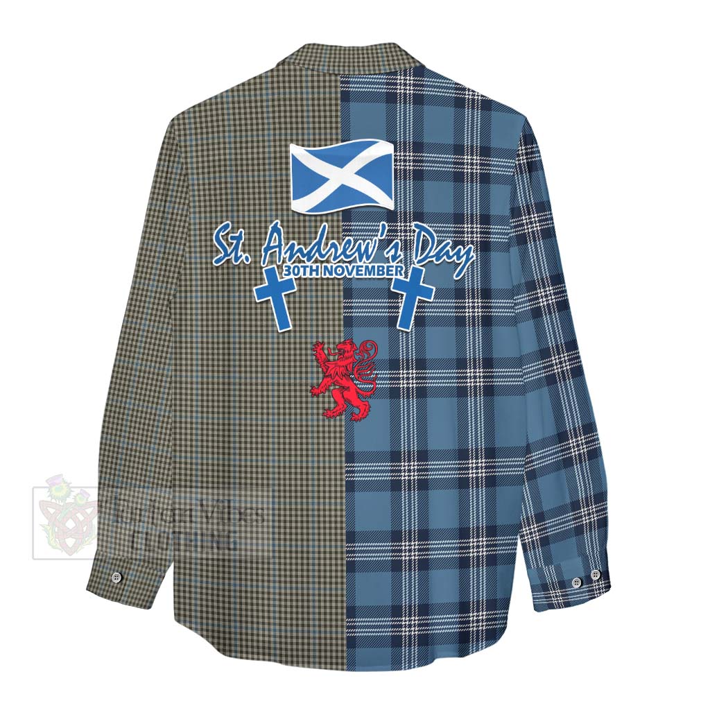 Tartan Vibes Clothing Haig Tartan Women's Casual Shirt Happy St. Andrew's Day Half Tartan Style