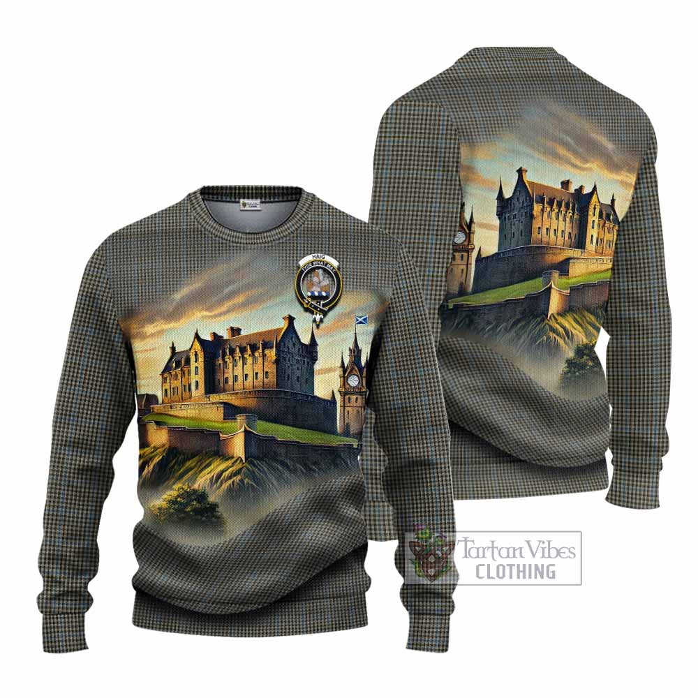 Tartan Vibes Clothing Haig Tartan Family Crest Knitted Sweater with Scottish Ancient Castle Style