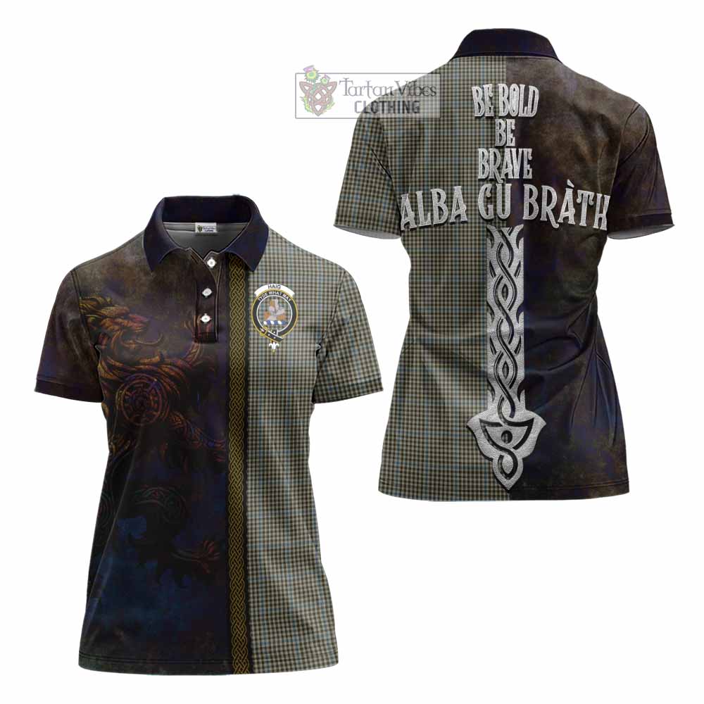 Tartan Vibes Clothing Haig Tartan Family Crest Women's Polo Shirt Alba Gu Brath Be Brave Lion Ancient Style