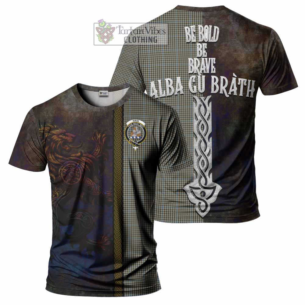 Haig Tartan Family Crest T-Shirt Alba Gu Brath Be Brave Lion Ancient Style - Tartan Vibes Clothing