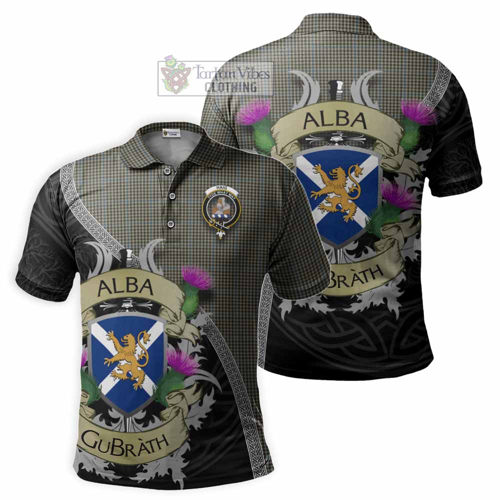 Tartan Vibes Clothing Haig Tartan Family Crest Polo Shirt Lion Rampant Royal Thistle Shield Celtic Inspired