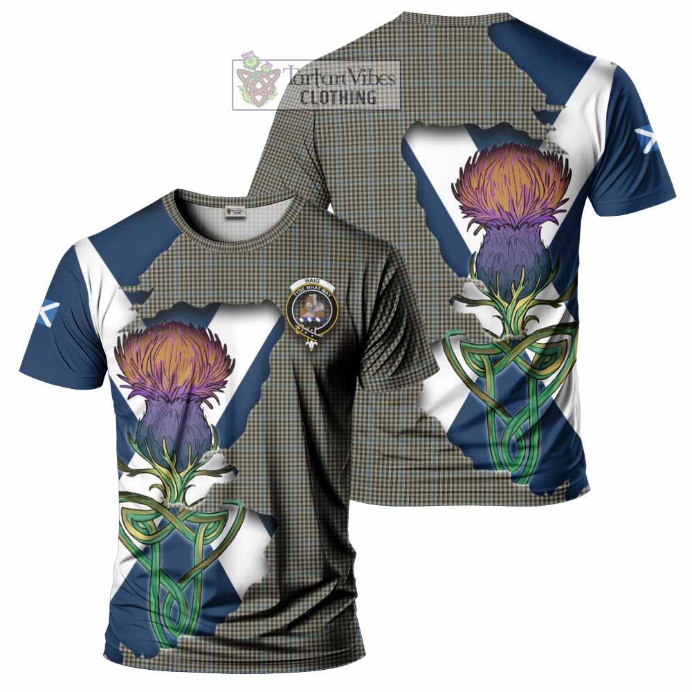 Tartan Vibes Clothing Haig Tartan Family Crest T-Shirt Scottish Thistle Celtic Inspired