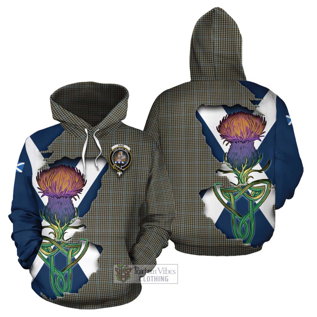 Tartan Vibes Clothing Haig Tartan Family Crest Cotton Hoodie Scottish Thistle Celtic Inspired