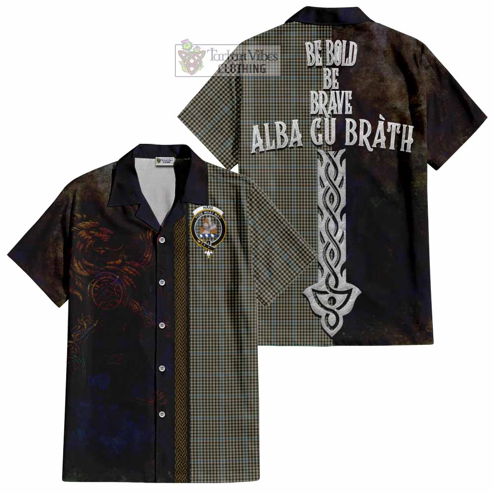 Tartan Vibes Clothing Haig Tartan Family Crest Short Sleeve Button Shirt Alba Gu Brath Be Brave Lion Ancient Style